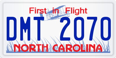 NC license plate DMT2070