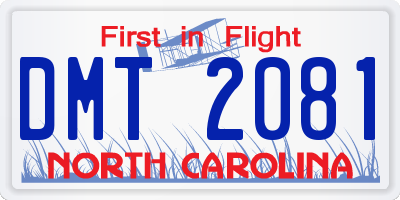 NC license plate DMT2081
