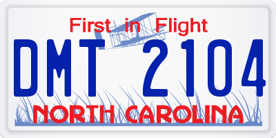 NC license plate DMT2104