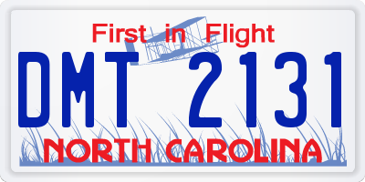 NC license plate DMT2131