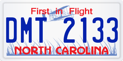 NC license plate DMT2133