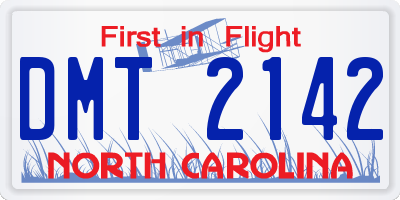 NC license plate DMT2142