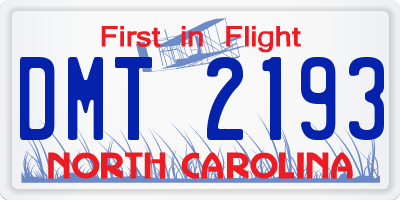 NC license plate DMT2193