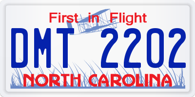NC license plate DMT2202