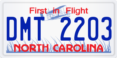 NC license plate DMT2203