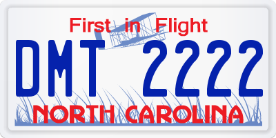 NC license plate DMT2222