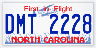 NC license plate DMT2228