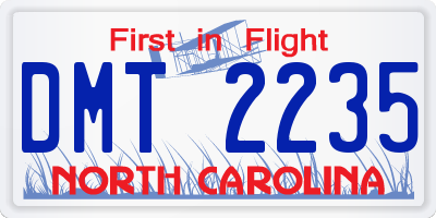 NC license plate DMT2235