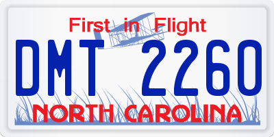NC license plate DMT2260