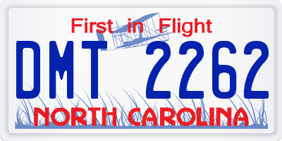NC license plate DMT2262