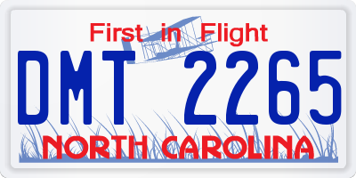 NC license plate DMT2265
