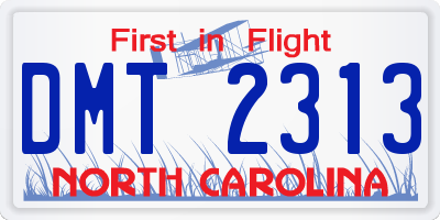 NC license plate DMT2313