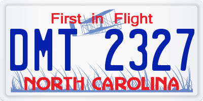 NC license plate DMT2327