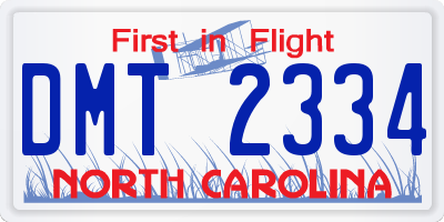 NC license plate DMT2334