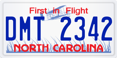 NC license plate DMT2342