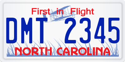 NC license plate DMT2345