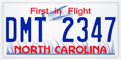 NC license plate DMT2347