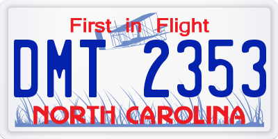 NC license plate DMT2353