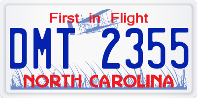 NC license plate DMT2355