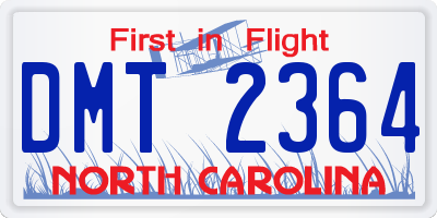 NC license plate DMT2364