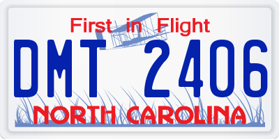 NC license plate DMT2406