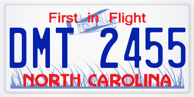 NC license plate DMT2455