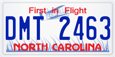 NC license plate DMT2463