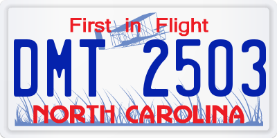NC license plate DMT2503