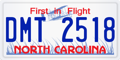 NC license plate DMT2518