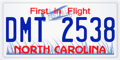 NC license plate DMT2538