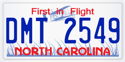 NC license plate DMT2549
