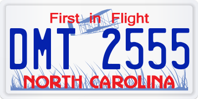 NC license plate DMT2555