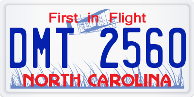 NC license plate DMT2560