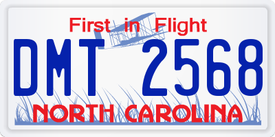 NC license plate DMT2568