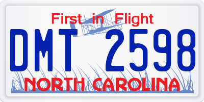 NC license plate DMT2598