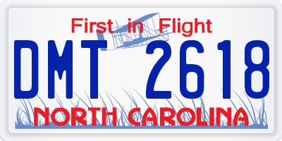 NC license plate DMT2618