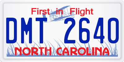 NC license plate DMT2640