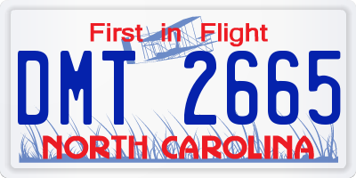NC license plate DMT2665