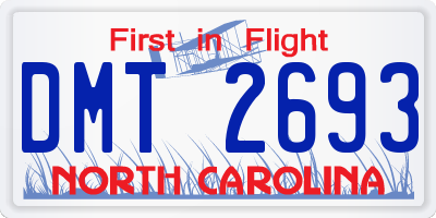 NC license plate DMT2693