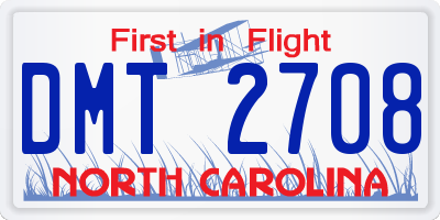 NC license plate DMT2708