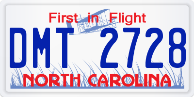 NC license plate DMT2728