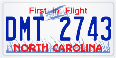 NC license plate DMT2743