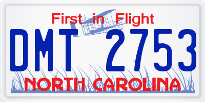 NC license plate DMT2753