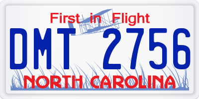 NC license plate DMT2756