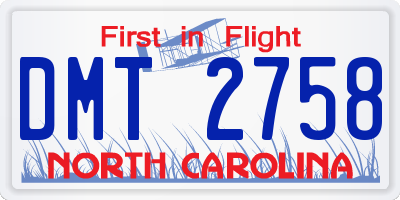 NC license plate DMT2758