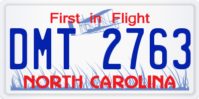 NC license plate DMT2763