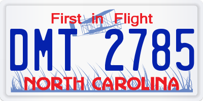 NC license plate DMT2785