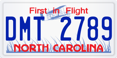 NC license plate DMT2789