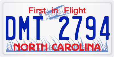 NC license plate DMT2794