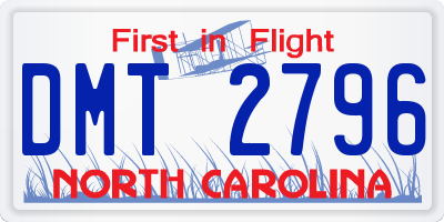 NC license plate DMT2796